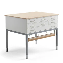 Leikkauspöytä Paperiannostelija, 1200x900x900 mm, koivu, hopeanharmaa
