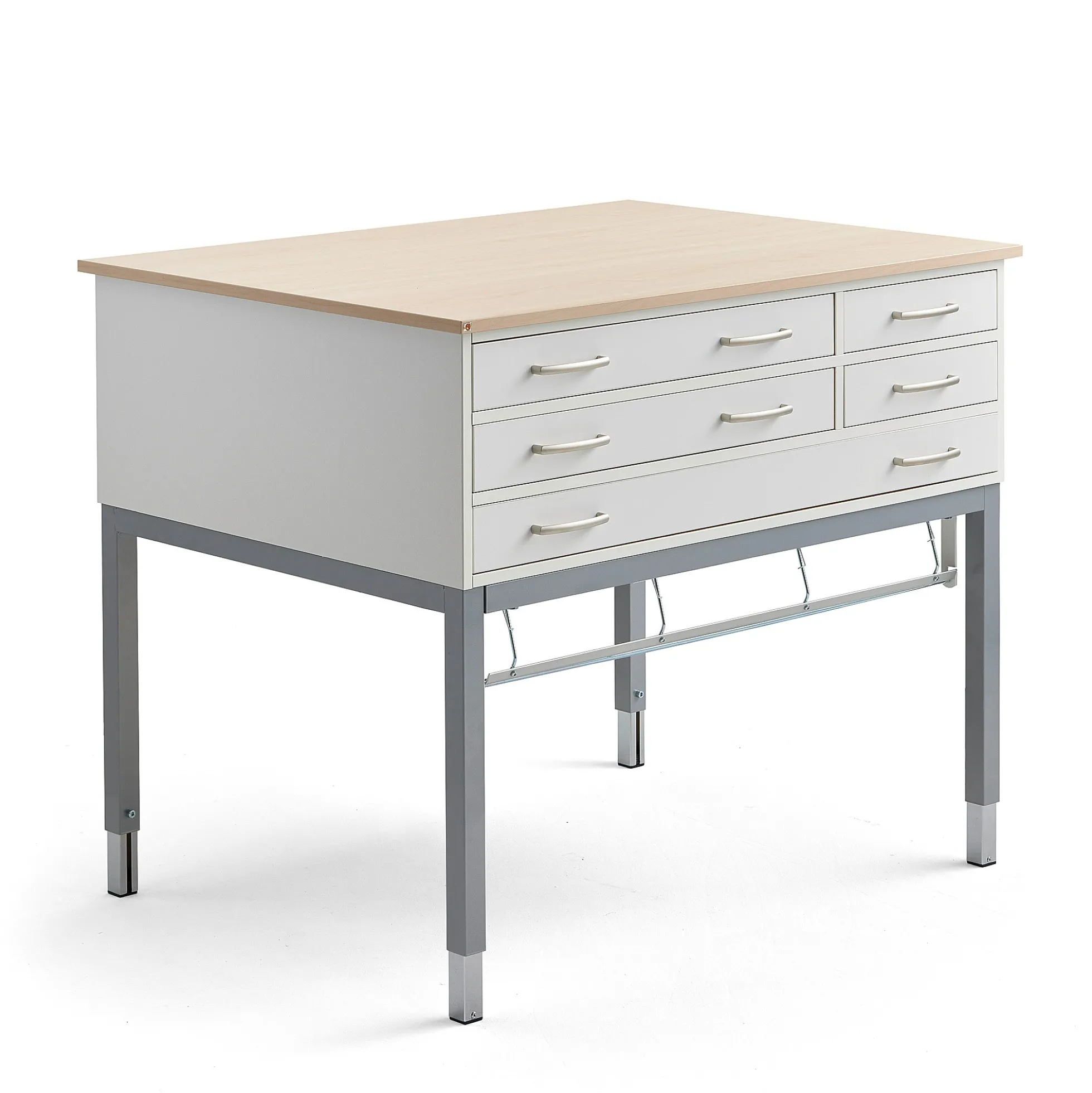 Leikkauspöytä Paperiannostelija, 1200x900x900 mm, koivu, hopeanharmaa