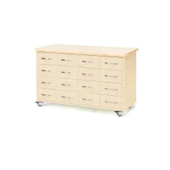 Lipasto 16 laatikkoa, sankakahvat, 1200x500x755mm, koivu