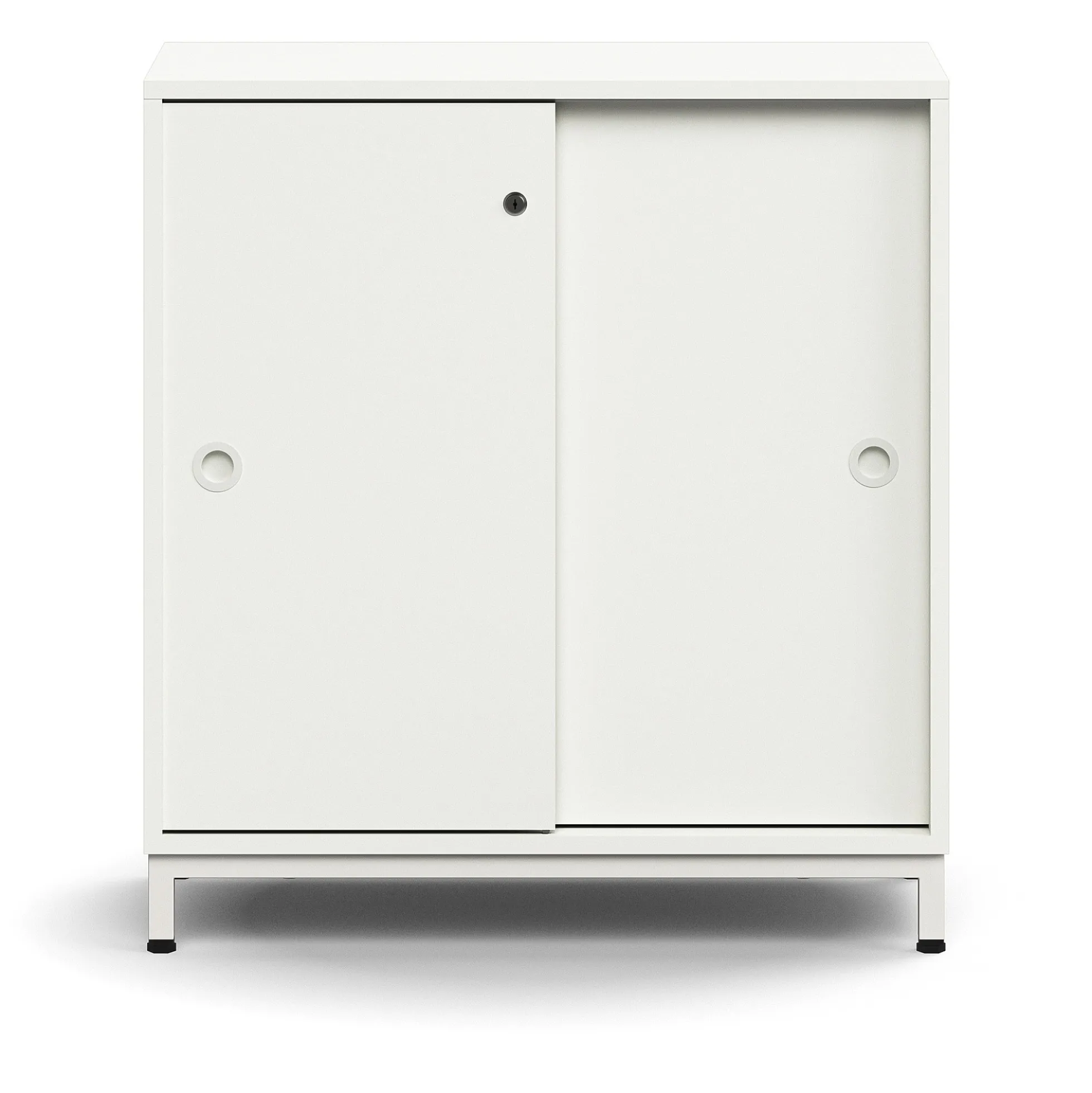 Liukuovikaappi QBUS Lukollinen, 1 hylly, jalusta, kahvat, 868x800x400 mm, valkoinen