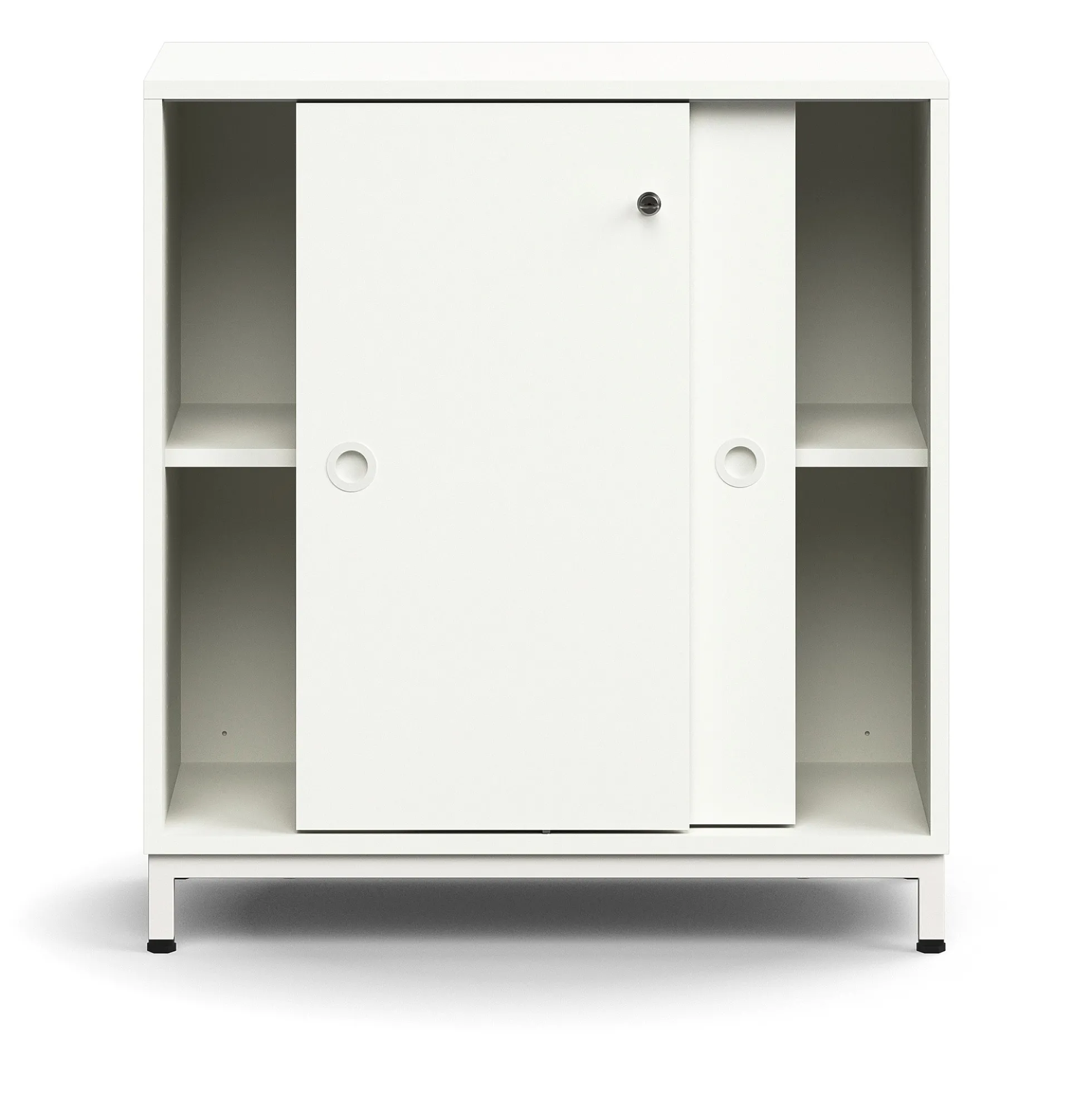 Liukuovikaappi QBUS Lukollinen, 1 hylly, jalusta, kahvat, 868x800x400 mm, valkoinen