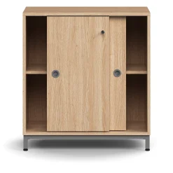 Liukuovikaappi QBUS Lukollinen, 1 hylly, jalusta, kahvat, 868x800x400 mm, hopeanharmaa, tammi