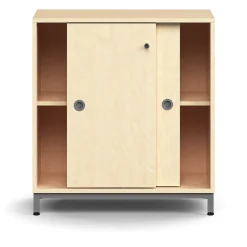 Liukuovikaappi QBUS Lukollinen, 1 hylly, jalusta, kahvat, 868x800x400 mm, hopeanharmaa, koivu