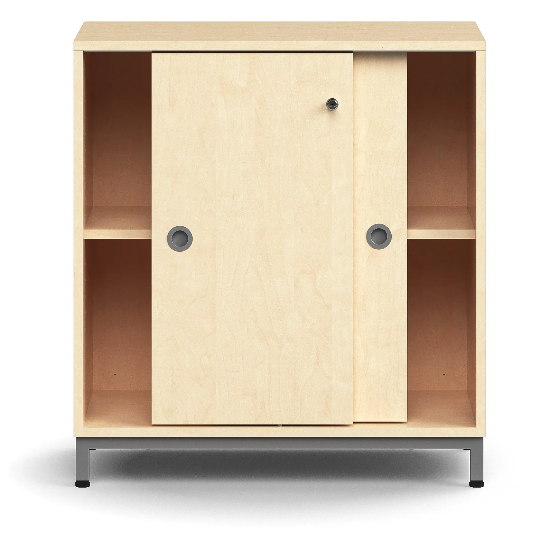 Liukuovikaappi QBUS Lukollinen, 1 hylly, jalusta, kahvat, 868x800x400 mm, hopeanharmaa, koivu