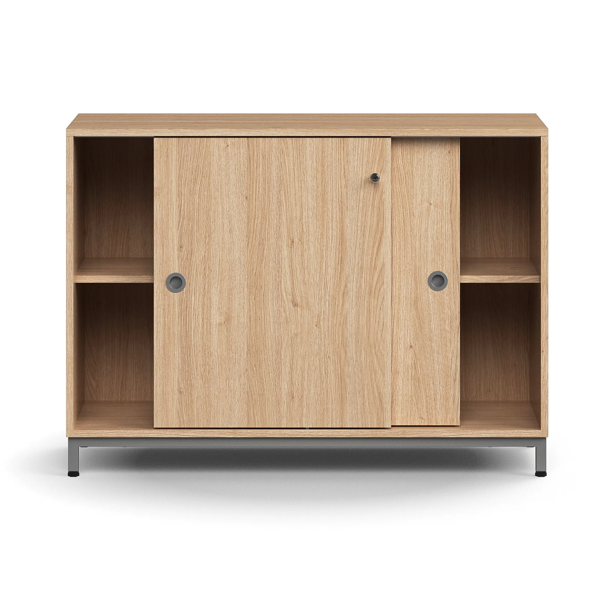 Liukuovikaappi QBUS Lukollinen, 1 hylly, jalusta, kahvat, 868x1200x400 mm, hopeanharmaa, tammi