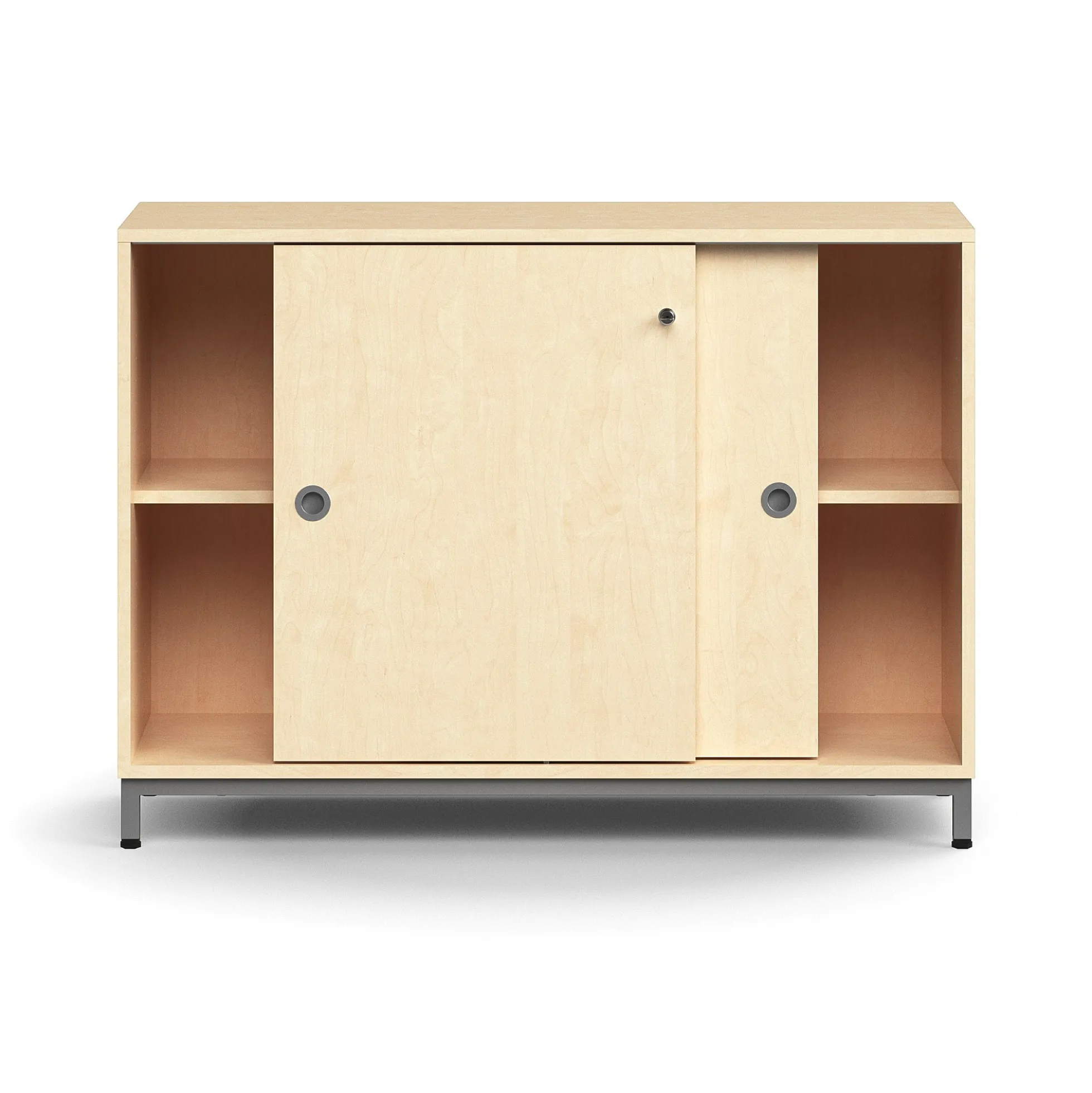 Liukuovikaappi QBUS Lukollinen, 1 hylly, jalusta, kahvat, 868x1200x400 mm, hopeanharmaa, koivu