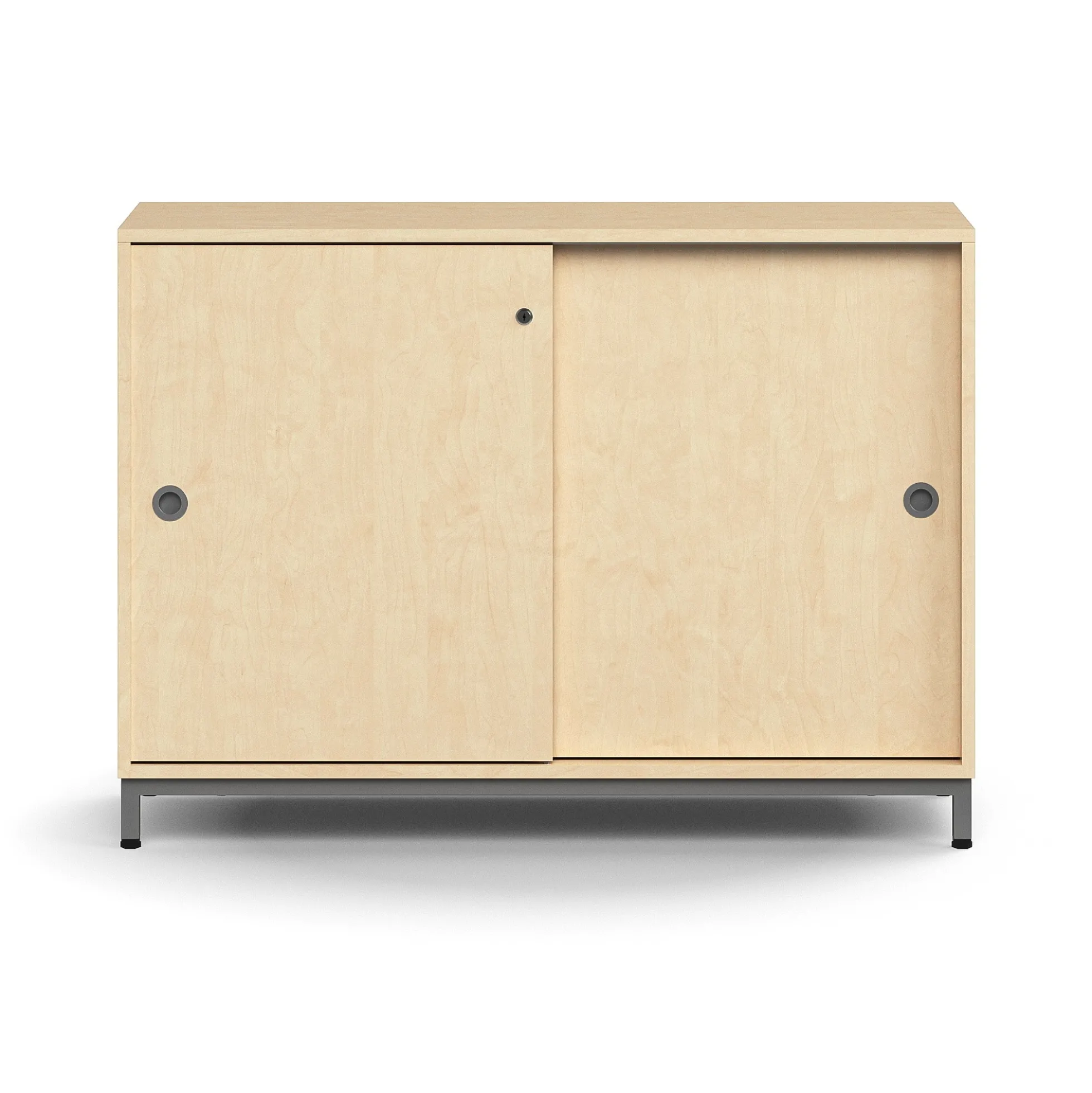Liukuovikaappi QBUS Lukollinen, 1 hylly, jalusta, kahvat, 868x1200x400 mm, hopeanharmaa, koivu