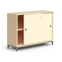 Liukuovikaappi QBUS Lukollinen, 1 hylly, jalusta, kahvat, 868x1200x400 mm, hopeanharmaa, koivu