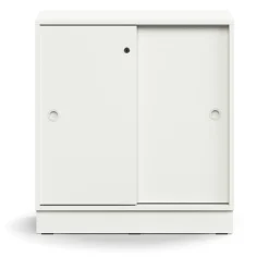 Liukuovikaappi QBUS Lukollinen, 1 hylly, sokkeli, kahvat, 868x800x400 mm, valkoinen