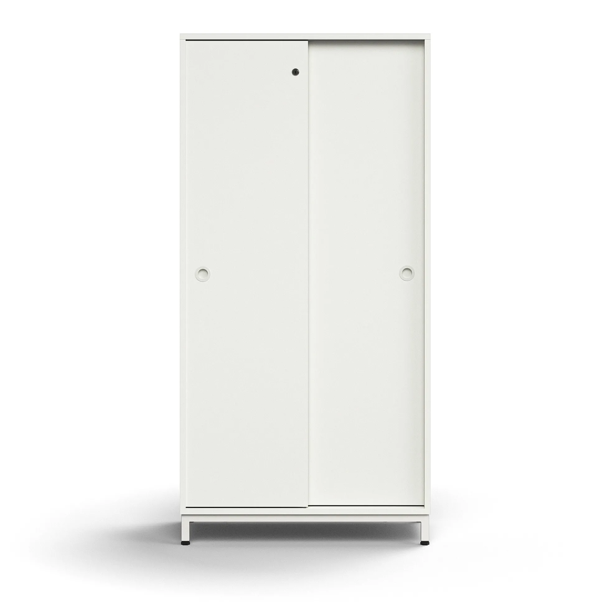 Liukuovikaappi QBUS Lukollinen, 3 hyllytasoa, jalusta, kahvat, 1636x800x400 mm, valkoinen