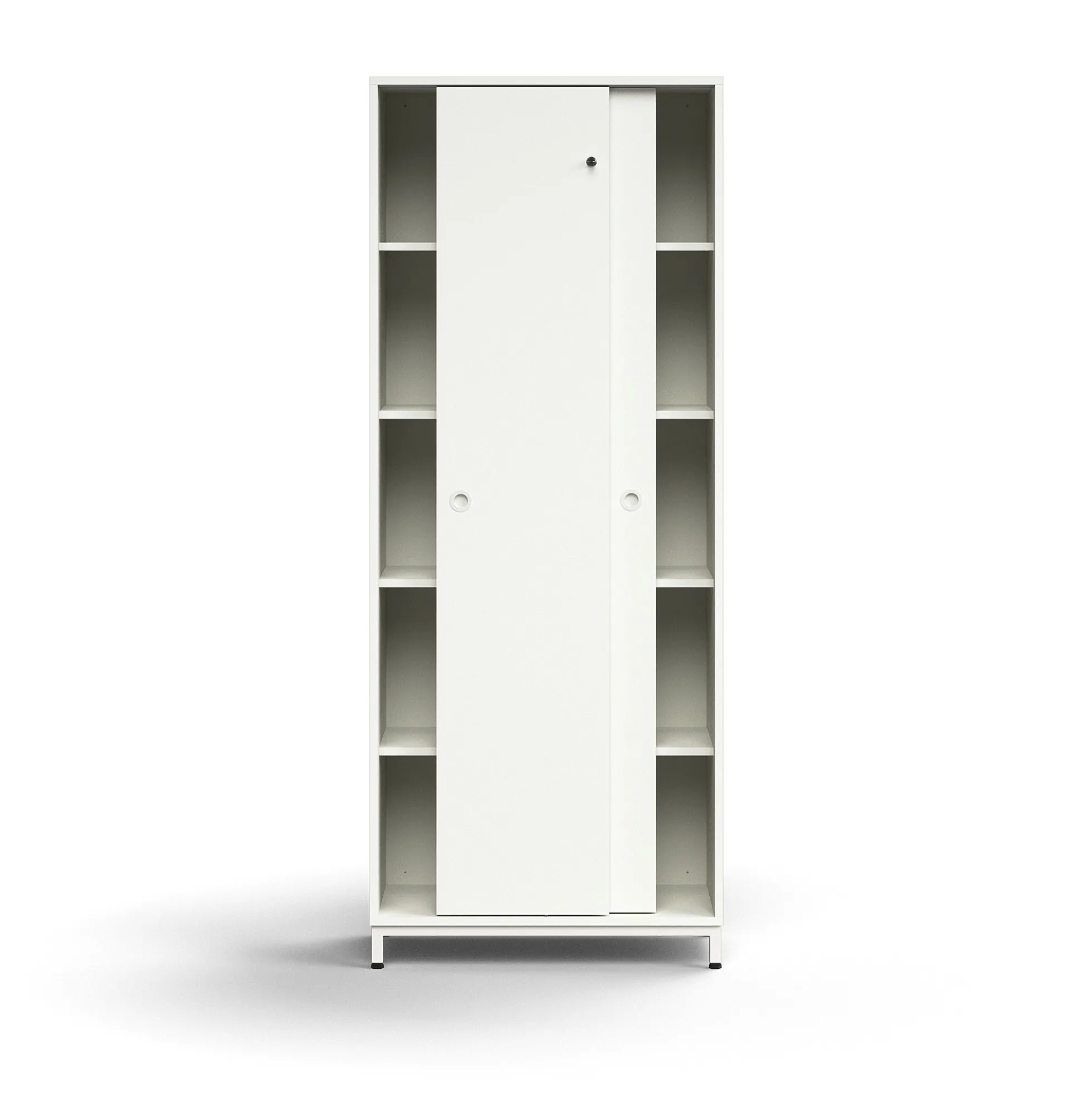 Liukuovikaappi QBUS Lukollinen, 4 hyllytasoa, jalusta, kahvat, 2020x800x400 mm, valkoinen