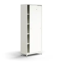 Liukuovikaappi QBUS Lukollinen, 4 hyllytasoa, jalusta, kahvat, 2020x800x400 mm, valkoinen