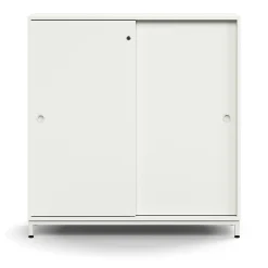 Liukuovikaappi QBUS Lukollinen, 2 hyllytasoa, jalusta, kahvat, 1252x1200x400 mm, valkoinen