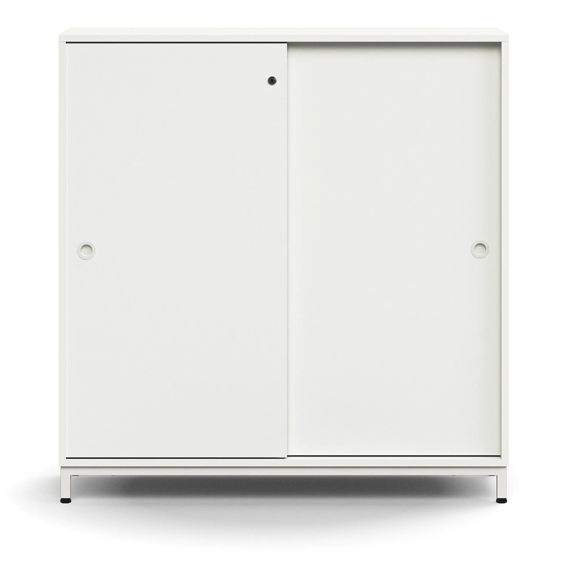 Liukuovikaappi QBUS Lukollinen, 2 hyllytasoa, jalusta, kahvat, 1252x1200x400 mm, valkoinen