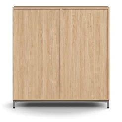 Liukuovikaappi QBUS Lukollinen, 2 hyllytasoa, jalusta, kahvat, 1252x1200x400 mm, hopeanharmaa, tammi