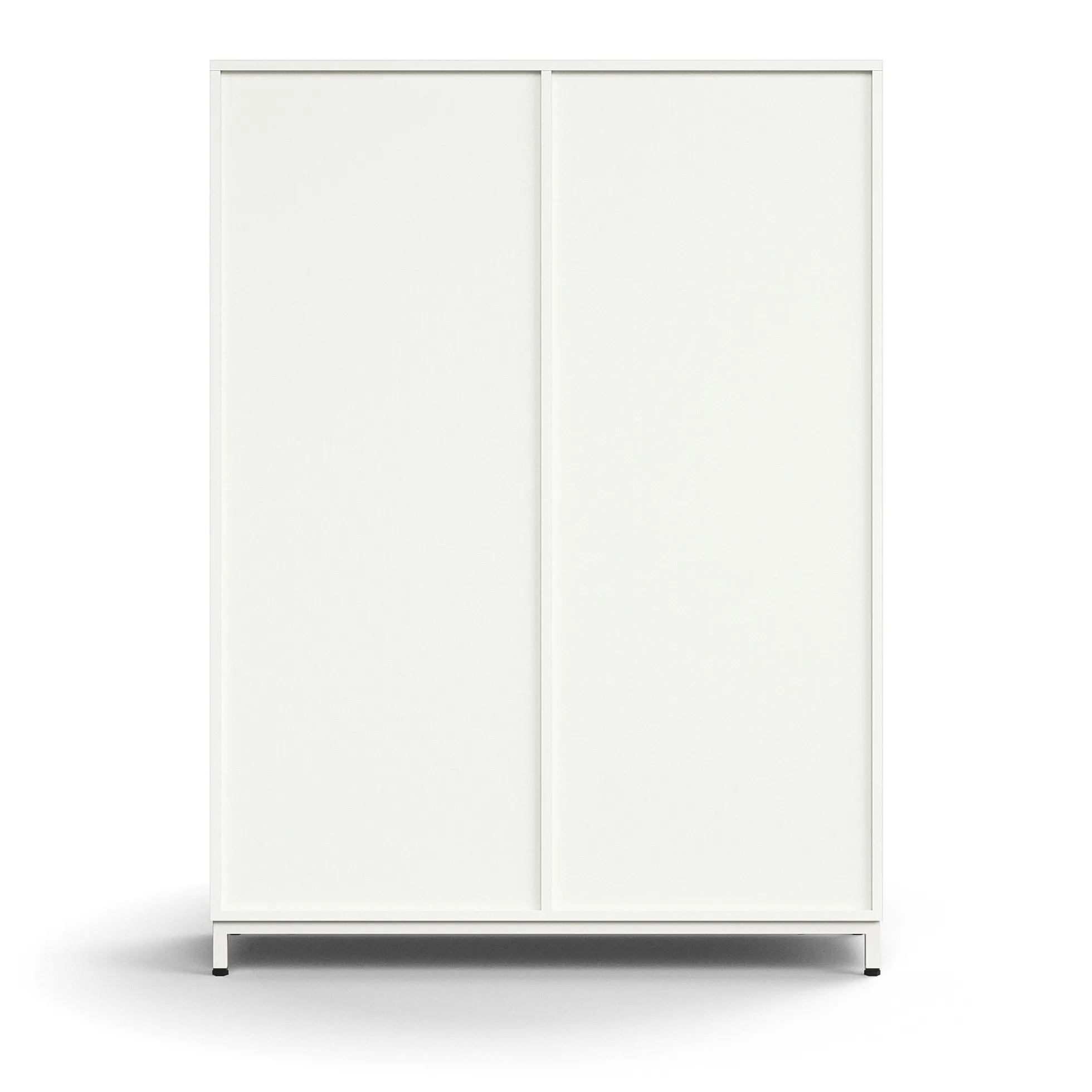 Liukuovikaappi QBUS Lukollinen, 3 hyllytasoa, jalusta, kahvat, 1636x1200x400 mm, valkoinen