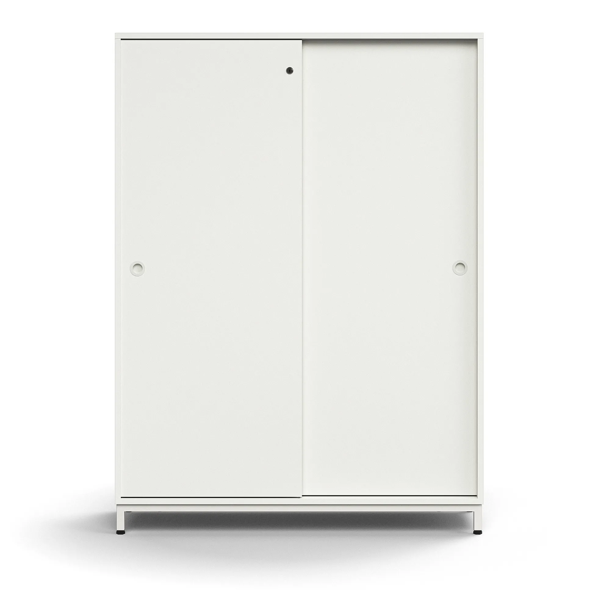 Liukuovikaappi QBUS Lukollinen, 3 hyllytasoa, jalusta, kahvat, 1636x1200x400 mm, valkoinen