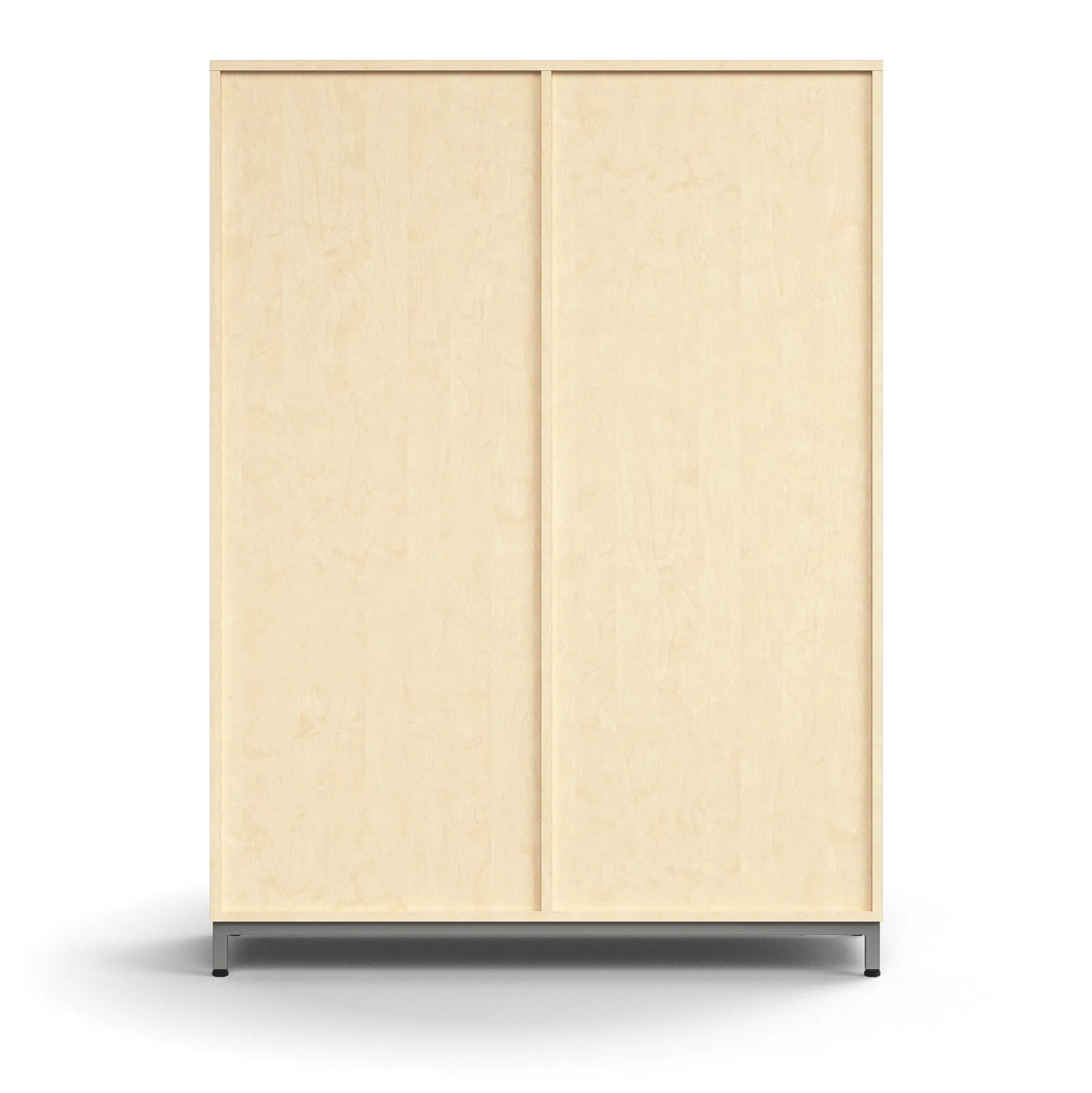 Liukuovikaappi QBUS Lukollinen, 3 hyllytasoa, jalusta, kahvat, 1636x1200x400 mm, hopeanharmaa, koivu