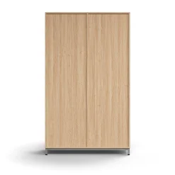 Liukuovikaappi QBUS Lukollinen, 4 hyllytasoa, jalusta, kahvat, 2020x1200x400 mm, hopeanharmaa, tammi