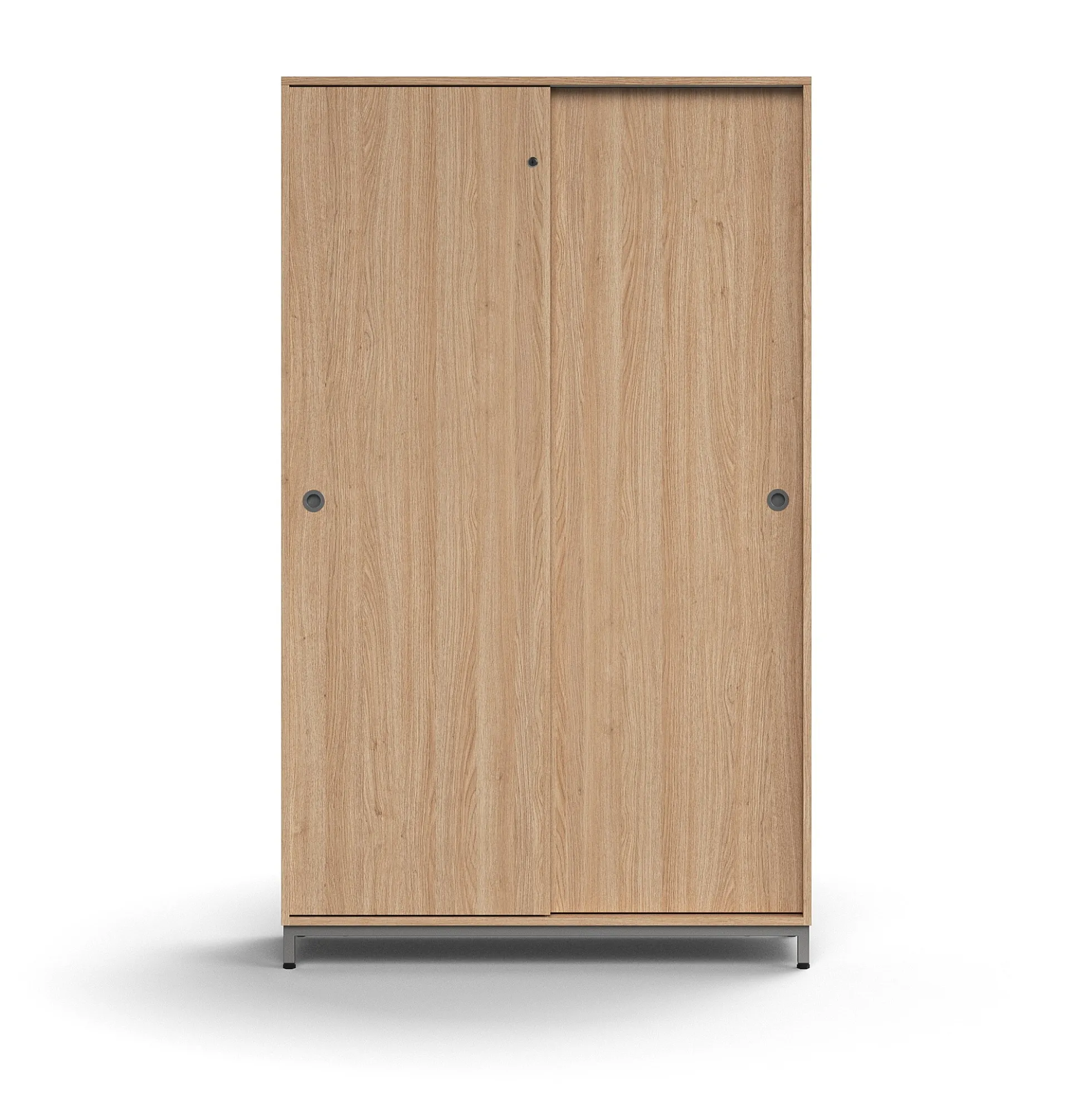 Liukuovikaappi QBUS Lukollinen, 4 hyllytasoa, jalusta, kahvat, 2020x1200x400 mm, hopeanharmaa, tammi