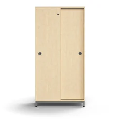 Liukuovikaappi QBUS Lukollinen, 3 hyllytasoa, jalusta, kahvat, 1636x800x400 mm, hopeanharmaa, koivu