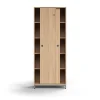 Liukuovikaappi QBUS Lukollinen, 4 hyllytasoa, jalusta, kahvat, 2020x800x400 mm, hopeanharmaa, tammi