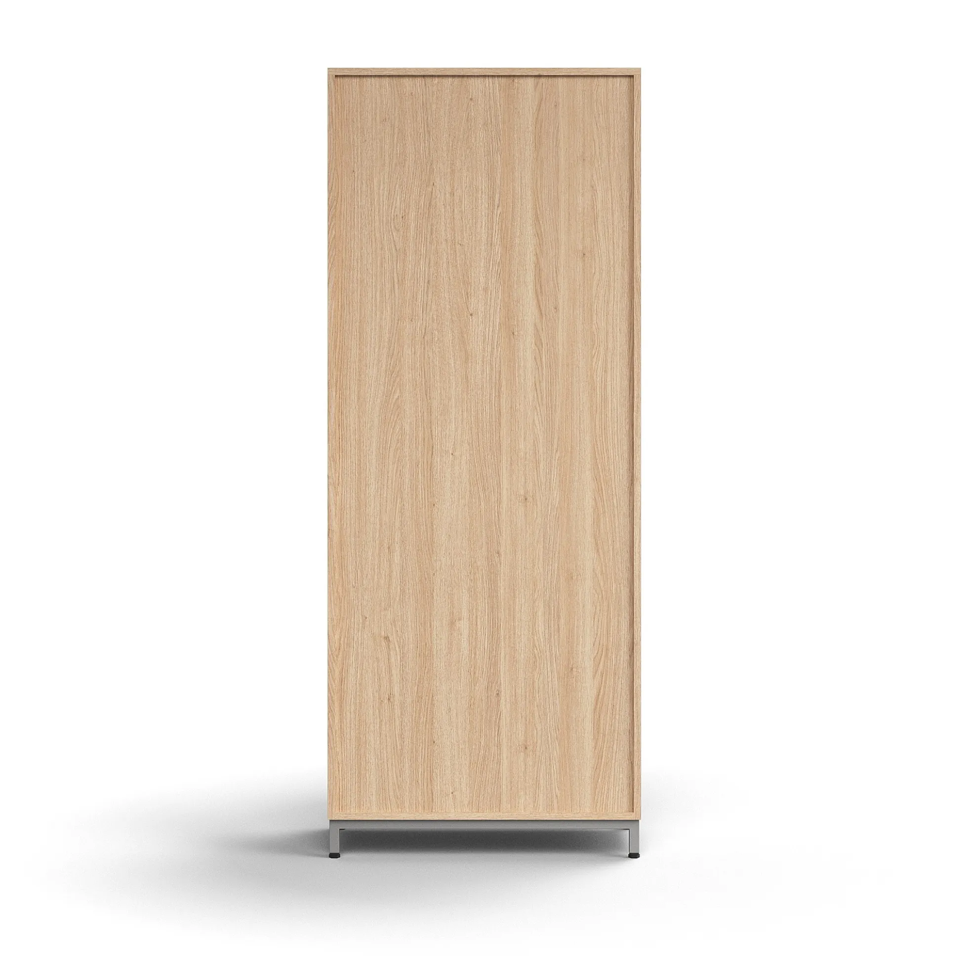 Liukuovikaappi QBUS Lukollinen, 4 hyllytasoa, jalusta, kahvat, 2020x800x400 mm, hopeanharmaa, tammi