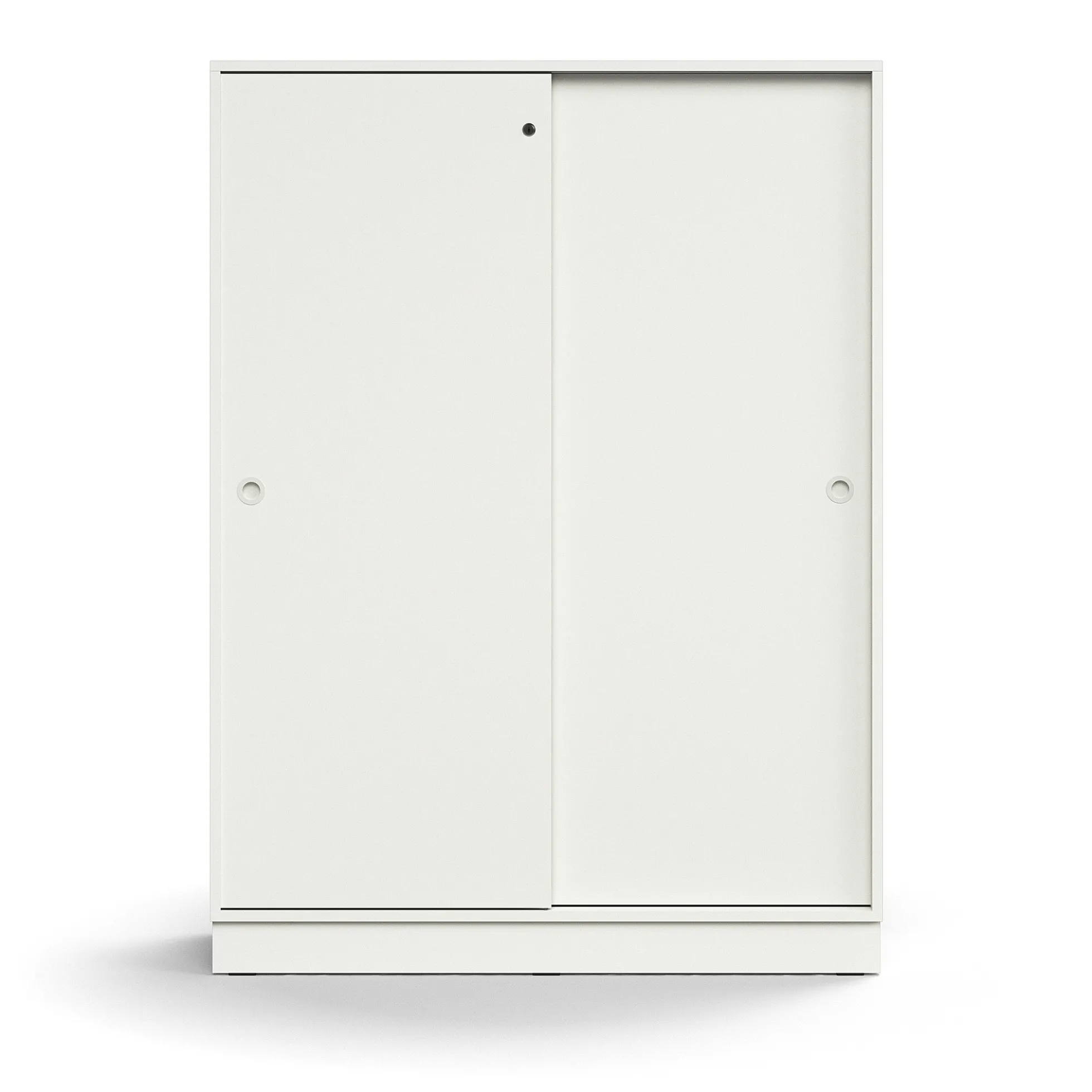 Liukuovikaappi QBUS Lukollinen, 3 hyllytasoa, sokkeli, kahvat, 1636x1200x400 mm, valkoinen