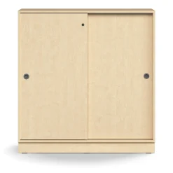 Liukuovikaappi QBUS Lukollinen, 2 hyllytasoa, sokkeli, kahvat, 1252x1200x400 mm, koivu