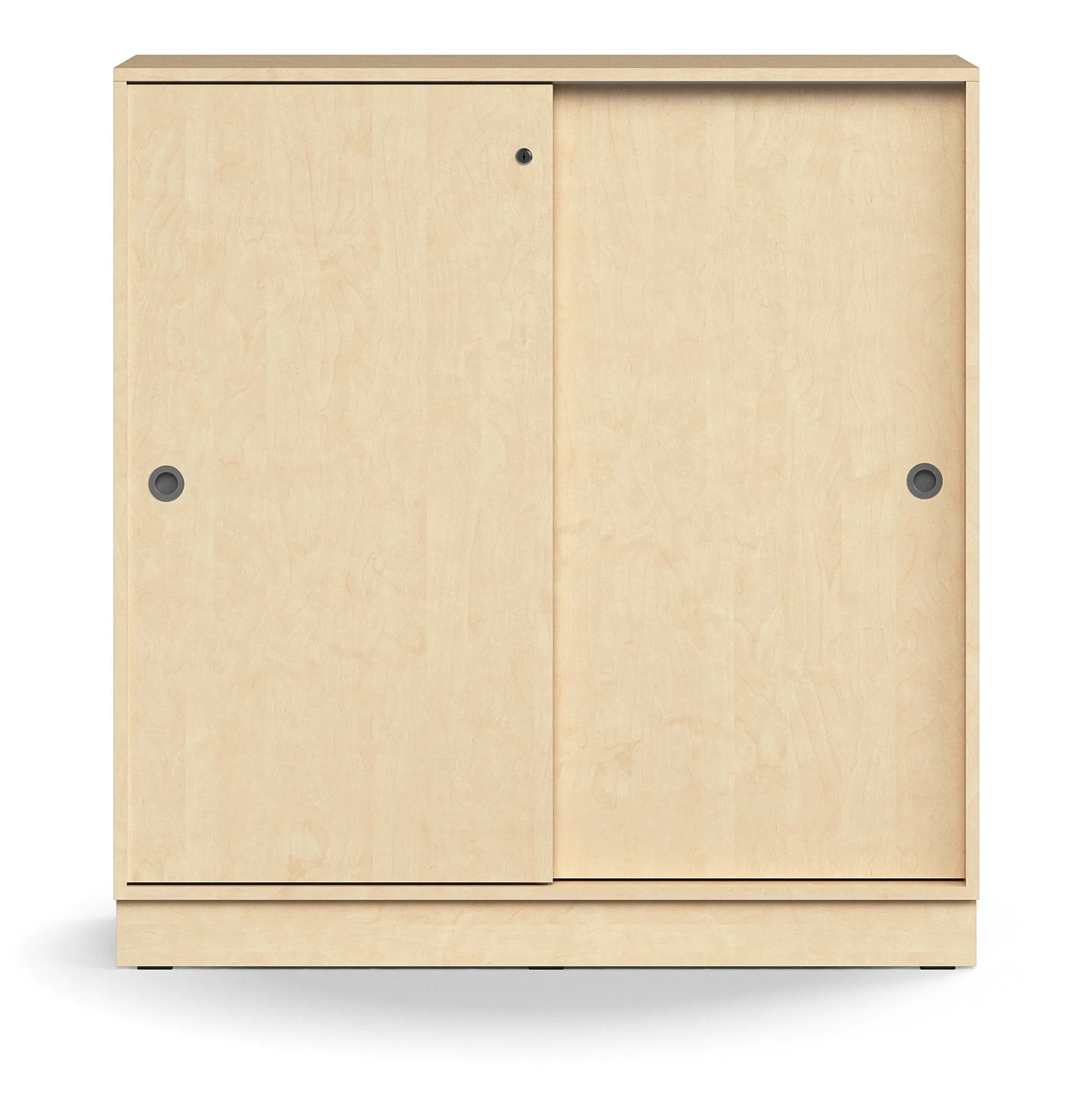 Liukuovikaappi QBUS Lukollinen, 2 hyllytasoa, sokkeli, kahvat, 1252x1200x400 mm, koivu