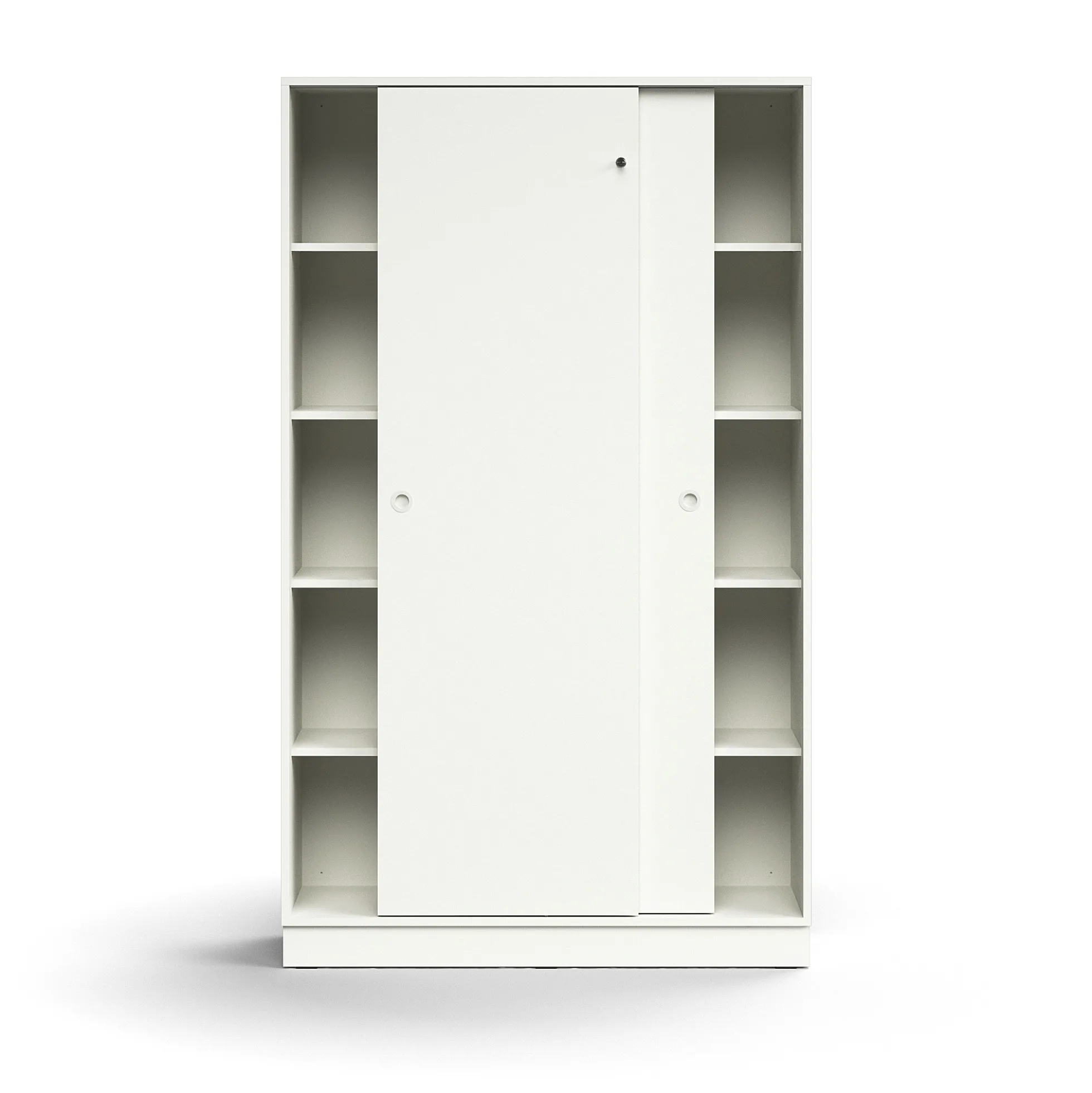 Liukuovikaappi QBUS Lukollinen, 4 hyllytasoa, sokkeli, kahvat, 2020x1200x400 mm, valkoinen