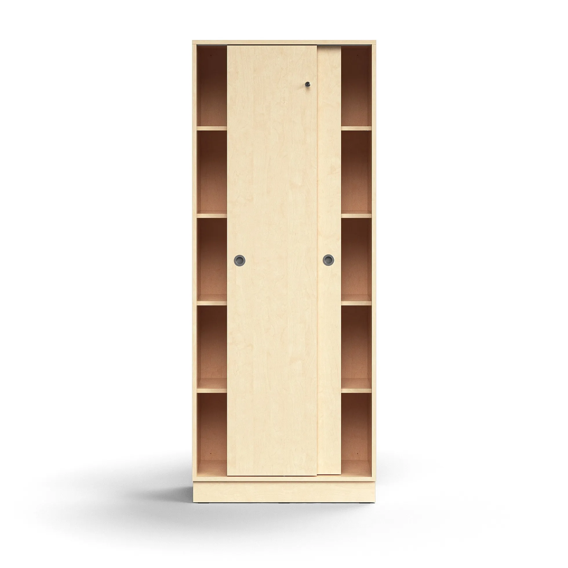 Liukuovikaappi QBUS Lukollinen, 4 hyllytasoa, sokkeli, kahvat, 2020x800x400 mm, koivu