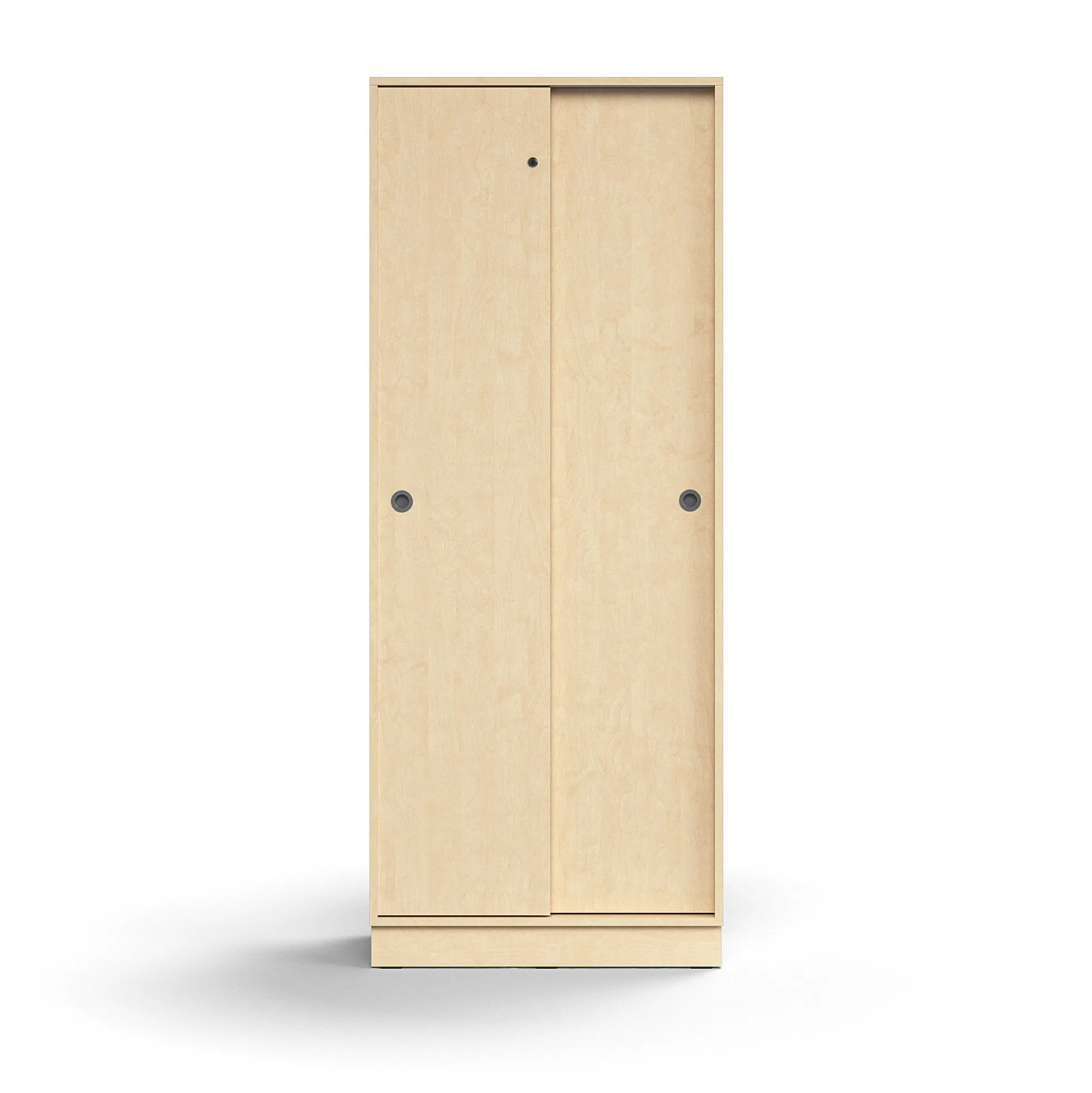 Liukuovikaappi QBUS Lukollinen, 4 hyllytasoa, sokkeli, kahvat, 2020x800x400 mm, koivu