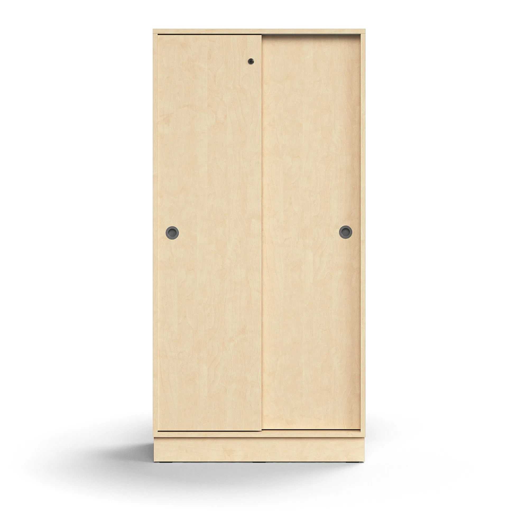 Liukuovikaappi QBUS Lukollinen, 3 hyllytasoa, sokkeli, kahvat, 1636x800x400 mm, koivu