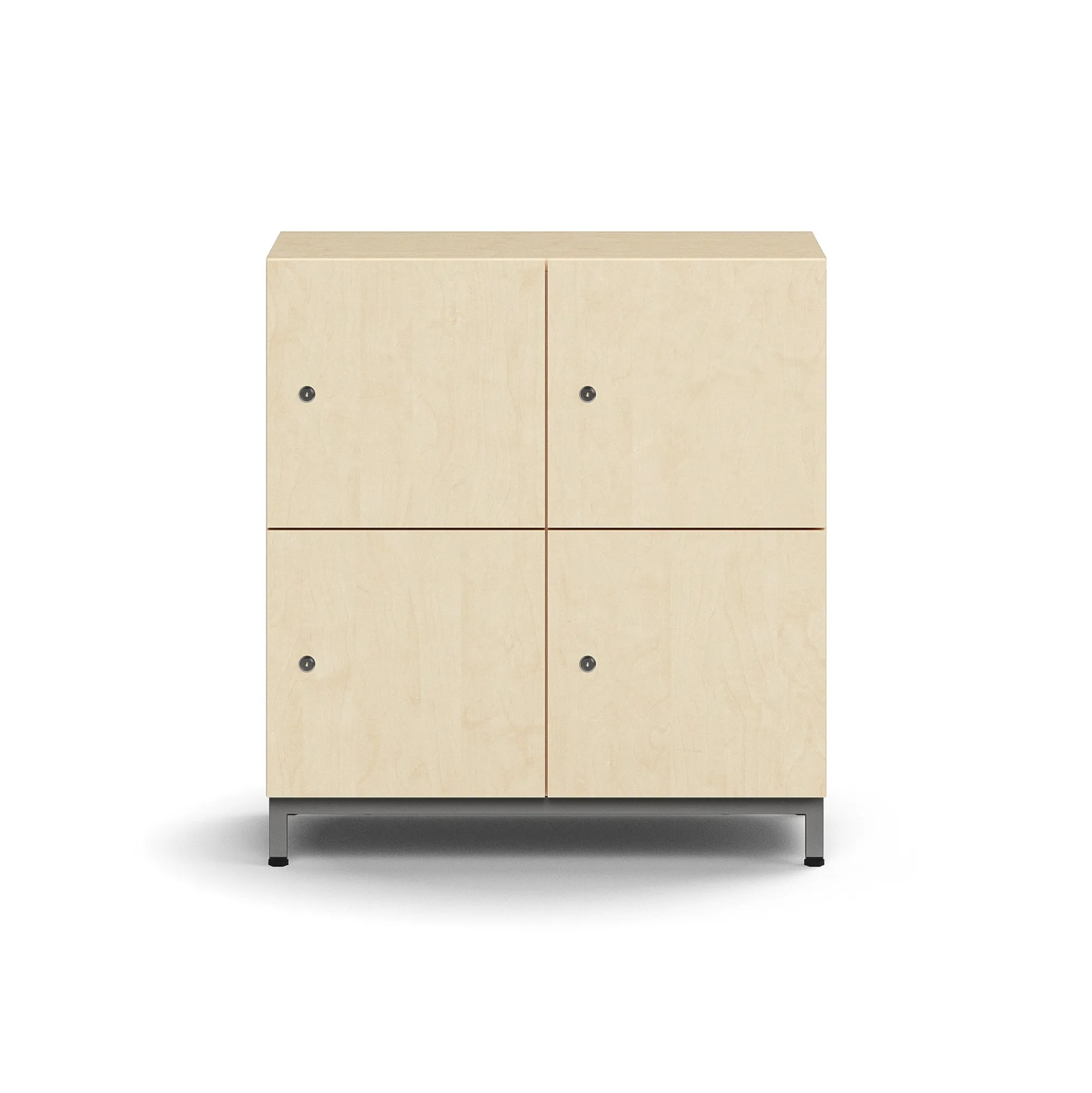 Lokerokaappi QBUS 4 lokeroa, jalusta, 868x800x420 mm, hopea, koivu