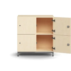 Lokerokaappi QBUS 4 lokeroa, jalusta, 868x800x420 mm, hopea, koivu