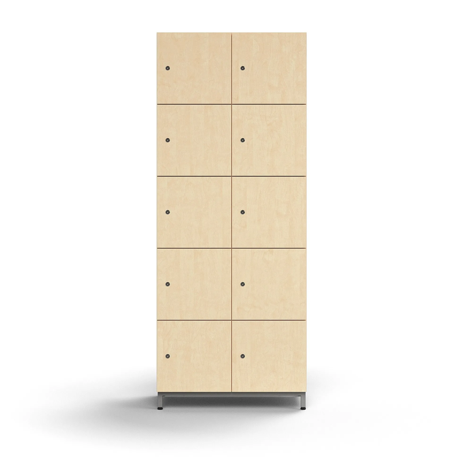 Lokerokaappi QBUS 10 lokeroa, jalusta, 2020x800x420 mm, hopeanharmaa, koivu
