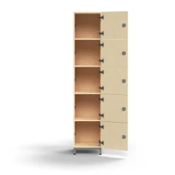 Lokerokaappi QBUS 5 lokeroa, jalusta, 2020x400x420 mm, hopeanharmaa, koivu