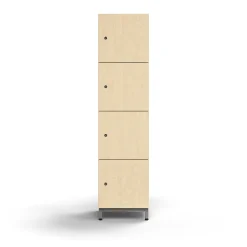 Lokerokaappi QBUS 4 lokeroa, jalusta, 1636x400x420 mm, hopeanharmaa, koivu