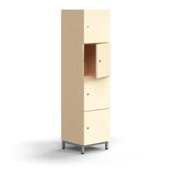 Lokerokaappi QBUS 4 lokeroa, jalusta, 1636x400x420 mm, hopeanharmaa, koivu
