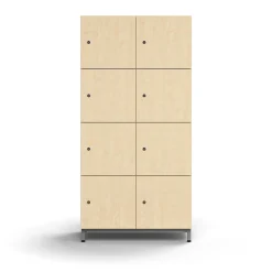 Lokerokaappi QBUS 8 lokeroa, jalusta, 1636x800x420 mm, hopeanharmaa, koivu