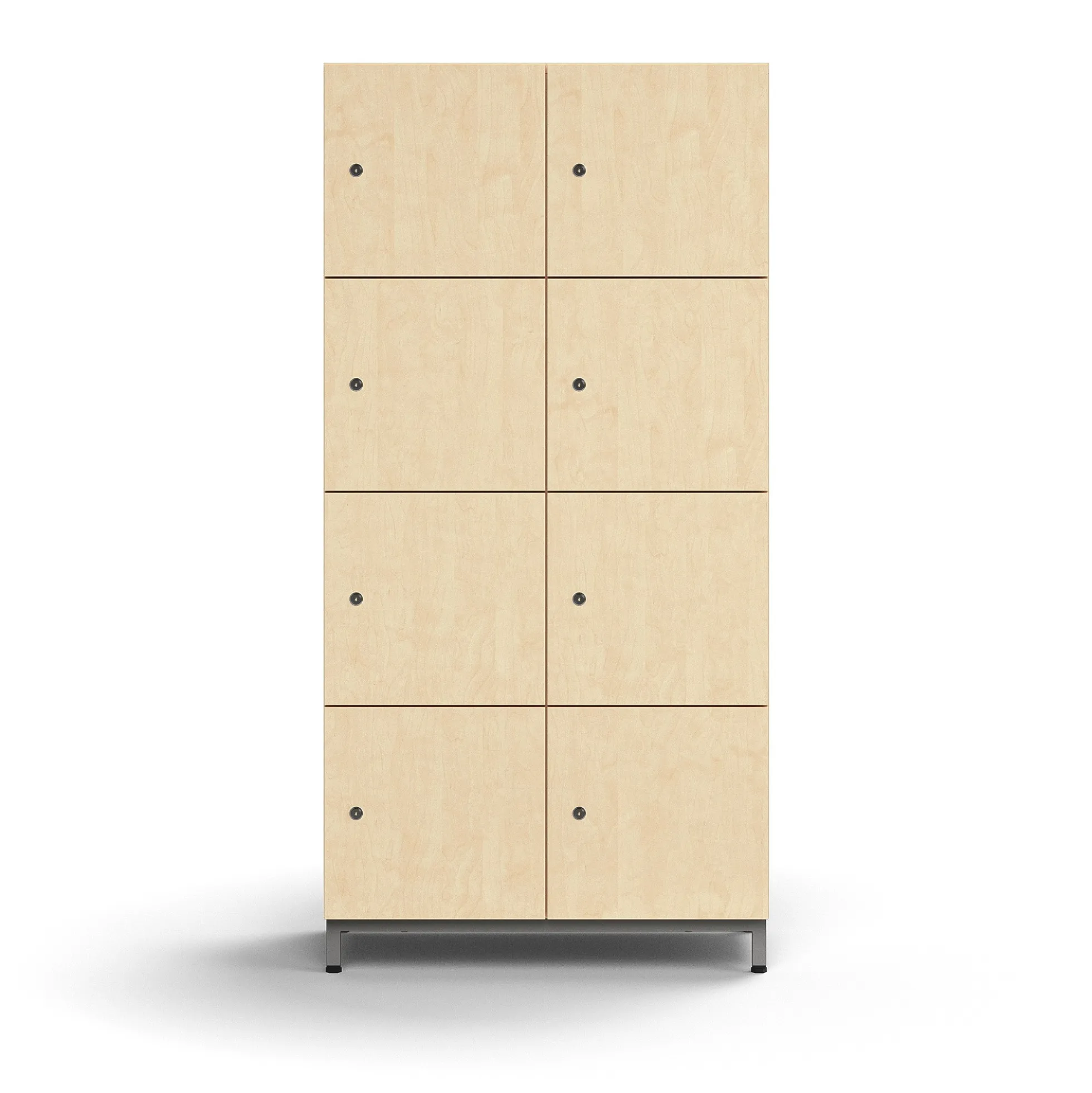 Lokerokaappi QBUS 8 lokeroa, jalusta, 1636x800x420 mm, hopeanharmaa, koivu