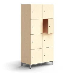 Lokerokaappi QBUS 8 lokeroa, jalusta, 1636x800x420 mm, hopeanharmaa, koivu