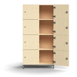Lokerokaappi QBUS 8 lokeroa, jalusta, 1636x800x420 mm, hopeanharmaa, koivu