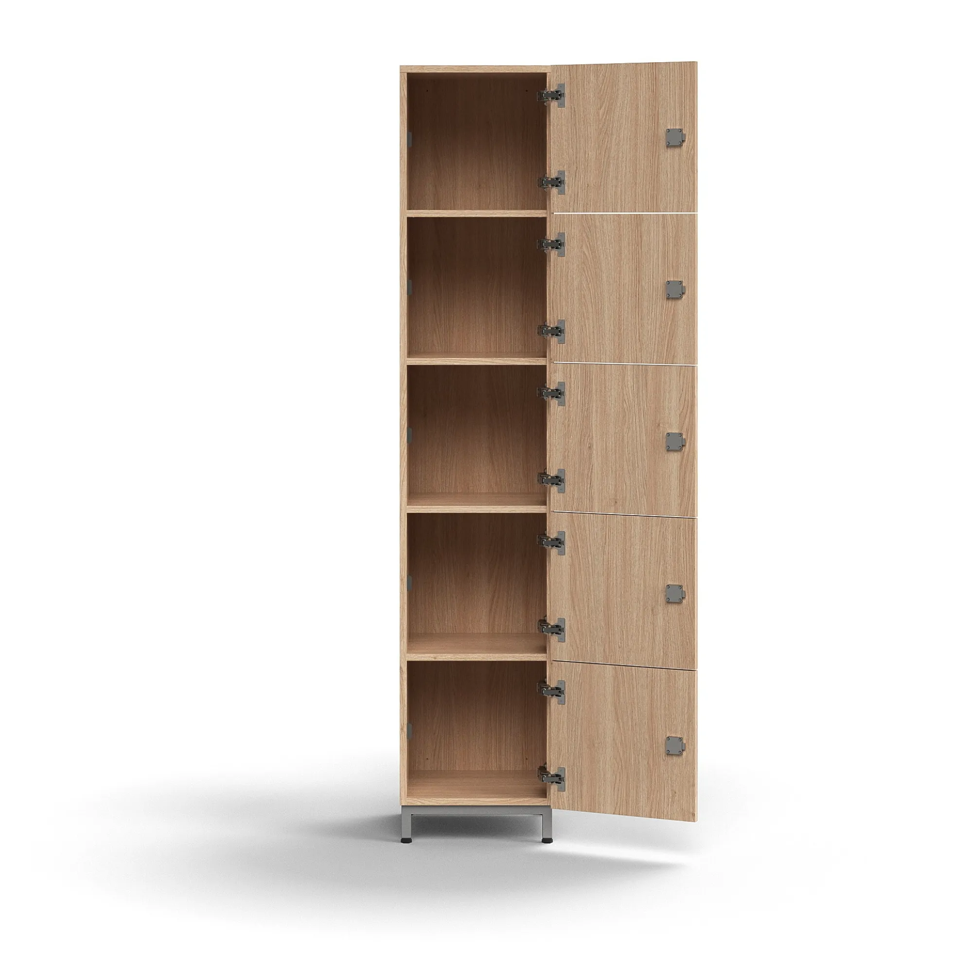 Lokerokaappi QBUS 5 lokeroa, jalusta, 2020x400x420 mm, hopeanharmaa, tammi