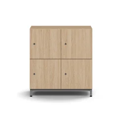 Lokerokaappi QBUS 4 lokeroa, jalusta, 868x800x420 mm, hopea, tammi