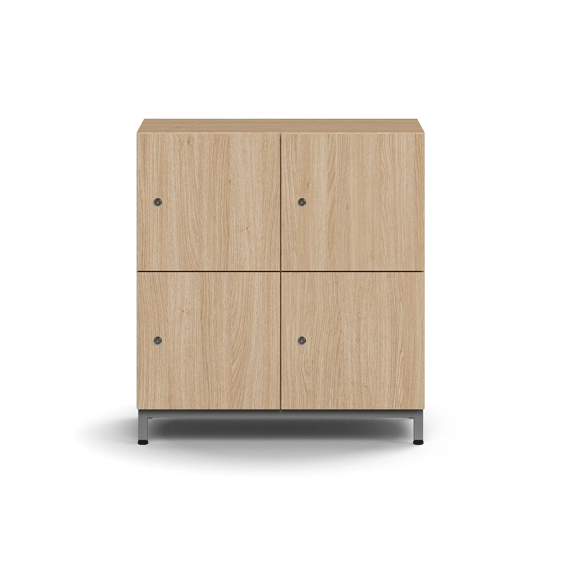Lokerokaappi QBUS 4 lokeroa, jalusta, 868x800x420 mm, hopea, tammi