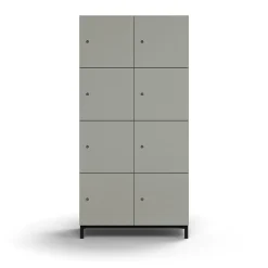 Lokerokaappi QBUS 8 lokeroa, jalusta, 1636x800x420 mm, musta, vaaleanharmaa