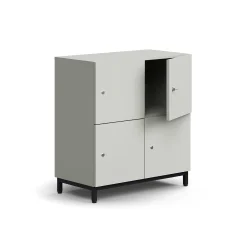 Lokerokaappi QBUS 4 lokeroa, jalusta, 868x800x420 mm, musta, vaaleanharmaa