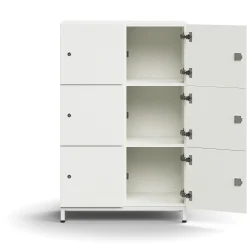 Lokerokaappi QBUS 6 lokeroa, jalusta, 1252x800x420 mm, valkoinen